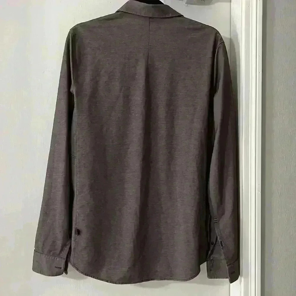 Lululemon Commission Long-Sleeve Shirt ESPR/WHT Espresso Men's Small - Picture 7 of 12
